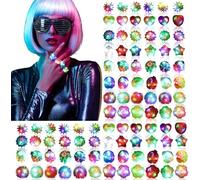 U-MOJOK Paquete de 50 anillos iluminados que brillan en la oscuridad, anillos de gelatina parpadeantes para Mardi Gras, Raves, suministros de fiesta de carnaval, regalos, 8 estilos