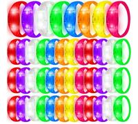 U-MOJOK Paquete de 72 pulseras brillantes activadas por sonido, pulseras LED intermitentes con control de voz para premios de juegos rave, carnaval, conciertos, eventos nocturnos, recuerdos de fiesta