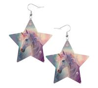 U-Nicornios Encantados Y Perla Pendiente De Cuero Cómodo Pendientes Estampado Pendiente Para Día De La Madre Aniversario Mujer