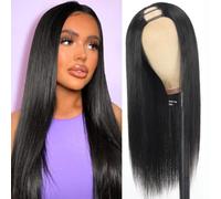 U Part Wig Human Hair No Leave Out Straight U Part Wig for Women 150% Density No Glue No Sew Clip In Half Wigs 16 Pulgadas
