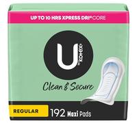 U por Kotex Security Maxi almohadillas, regular, sin perfume, 192 unidades (4 paquetes de 48)