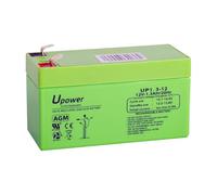 U-Power Batería AGM 12V 1,3Ah VRLA para SAI/UPS, Faston F1 4,8 mm | Batería AGM 12V 1,3Ah para respaldo y equipos compatibles. Sellada VRLA, sin mantenimiento, con Faston F1 4,8 mm.