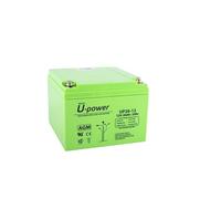 U-Power Batería AGM 12V 26Ah - Sellada Recargable Plomo-Ácido VRLA - para Alarmas, SAI/UPS, Energía Solar, Seguridad y Más - Terminal Tornillo Métrica M6