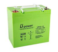 U-Power Batería AGM 12V 55Ah - Sellada Recargable Plomo-Ácido VRLA - para Alarmas, SAI/UPS, Energía Solar, Seguridad y Más - Terminal Tornillo Métrica M6