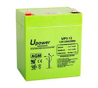 U-Power Batería AGM 12V 5Ah - Sellada Recargable Plomo-Ácido VRLA - para Alarmas, SAI/UPS, Seguridad, Juguetes Eléctricos y Más - Terminal Faston F2 (6.3 mm)