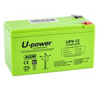 U-Power Batería AGM 12V 9Ah VRLA para SAI/UPS, Terminal Faston F2 6,3 mm