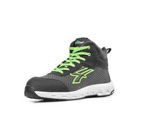 U POWER Don't Worry... BE Happy! Zapatillas de Seguridad de Trabajo Hombre, Negro/Verde Fluor, 42 EU
