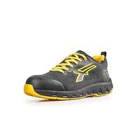 U POWER Don't Worry... BE Happy! Zapatos de Seguridad de Trabajo, Hombre, Negro/Amarillo, 37 EU