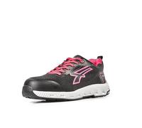 U POWER Don't Worry... BE Happy! Zapatos de Seguridad de Trabajo, Hombre, Negro/Fucsia, 36 EU
