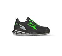 U POWER Jago - Zapatillas de seguridad bajas con parte superior de microfibra bottalada, puntera AirToe Aluminium, suela Infinergy, sistema antiperforación, Negro , 42 EU