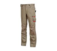 U-Power FREE, pantalón para hombre, pantalón cargo con múltiples bolsillos, bolsillos para rodilleras, bolsillo extraíble en el muslo, tela cómoda, inserto elástico, ropa exterior duradera - DESERT SAND 48