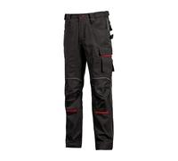 U-Power FREE, pantalón para hombre, pantalón cargo con múltiples bolsillos, bolsillos para rodilleras, bolsillo extraíble en el muslo, tela cómoda, inserción elástica, ropa exterior duradera - Black Carbon 54