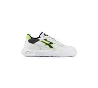 U-Power Urban Lifestyle Harlow, Zapatillas deportivas y casuales blancas, negras y amarillas fluorescentes de suave piel, zapatillas bajas con suela antideslizante con inserto Infinergy, ideales para