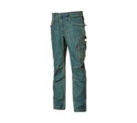 U-Power Pantalón de trabajo Traffic con porta-rodillera, multibolsillos, cintura velcro Azul 42