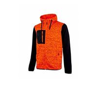U-Power Rainbow, Full Zip Sweatshirt, with Large Pockets, Soft Fleece, Cotton Stretch Fabric, High Collar, Adjustable Hood, Comfortable Winterwear - ORANGE FLUO L