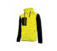 U-Power Rainbow, Full Zip Sweatshirt, with Large Pockets, Soft Fleece, Cotton Stretch Fabric, High Collar, Adjustable Hood, Comfortable Winterwear - YELLOW FLUO XL