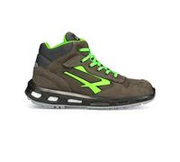 U-Power Red Lion Hummer, Safety Shoes,Zapatos de Seguridad, Altos, Ligeros y Flexibles, Antiperforación, Antipinchazos, con Inserto Infinergy, con Puntera de Aluminio - Grey & Green 36