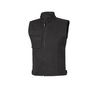 U-Power Wave, chaleco de algodón, chaqueta casual de campo para hombre con cremallera completa, bolsillos delanteros grandes, cuello alto, ropa de trabajo cómoda y liviana - Black Carbon L