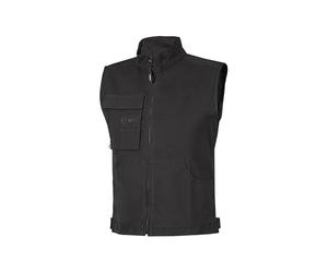 U-Power Wave, chaleco de algodón, chaqueta casual de campo para hombre con cremallera completa, bolsillos delanteros grandes, cuello alto, ropa de trabajo cómoda y liviana - Black Carbon L