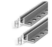 U profundo de aluminio 2 Piezas De Canal Fijo Tipo F Para Vidrio, Riel Con Base En Forma De U Para Puertas Sin Marco, Perfil De Remate Para Mamparas De Ducha.(F Type Gray,Fit 0.4"/1cm glass)