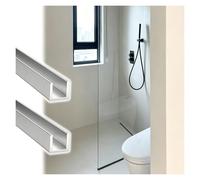 U profundo de aluminio 2PCS Perfil U para Cristal de Ducha 6-12mm, Riel Negro de Aluminio para Mampara de Baño Sin Marco(Silver,10mm (3/8 inches))