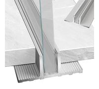 U profundo de aluminio Perfil Plateado de Aleación Aluminio para Vidrio Fijo Ducha, Juego 2 Rieles Inferiores sin Marco para Puerta, Longitud Personalizable(L-31.5in/0.8m,8mm(5/16in) Glass)