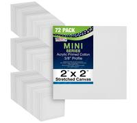 U.S. Art Supply 2x2 mini lienzos para pintar 72 paquetes a granel pequeo artista estirado lienzo profesional imprimado - ideal para artes y manualid