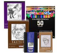 U.S. Art Supply 50 Piece Adult Coloring Book Artist Grade Colored Penc