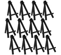 U.S. Art Supply Mini caballete de 5 pulgadas (paquete de 12) Soporte de exhibiciσn de mesa con marco en A de madera negra, mini caballete Cab