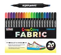 U.S. Art Supply Super Marker - Rotuladores de doble punta para tejido y camiseta de colores únicos con punta biselada y punta fina, 20 colores vivos y vivos