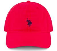 U.S. Polo Assn. Concept One Small Polo Pony Logo Baseball Hat, 100% Cotton, Adjustable Cap, Red