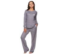 U.S. Polo Assn. Conjunto de pijama de 2 piezas para mujer, conjuntos de pijama de manga larga para mujer, ropa de dormir para mujer, regalos para mamá, Carbón jaspeado3, S