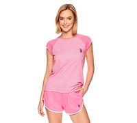 U.S. Polo Assn. Conjunto de pijama y camisa de manga corta para mujer, Rosado, Large
