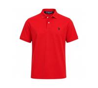 U.S. Polo Assn. Men's Solid Polo with Small Pony, Engine Red/Black, Large