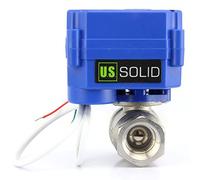 U.S. Solid 1/2" Válvula Motorizada 9-24V AC/DC 2 Vias acero inoxidable Válvula de bola electrica Normalmente Cerrado (NC), 2 Cables, Regreso Automatico