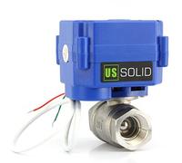 U.S. Solid 3/4" Válvula Motorizada 9-24V AC/DC acero inoxidable Normalmente Cerrada NC Válvula de bola electrica, 2 Cables, Regreso Automatico, Puerto estándar