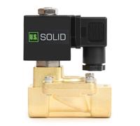 U.S. Solid Electroválvula de latón 1/2" 230 V CA, 0,3-16 bar, cerrado sin corriente, junta Viton, rosca G, controlada por piloto