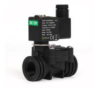U.S. Solid Electroválvula de plástico (nailon) 1/2" G - 12 V DC, 0,1 - 8 bar, cerrado sin corriente, junta VITON para agua, aire