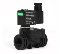 U.S. Solid Electroválvula de plástico (nailon) 1/2" G - 24 V DC, 0,1 - 8 bar, cerrado sin corriente, junta VITON para agua, aire