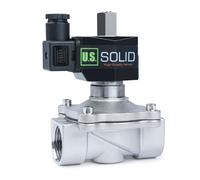 U.S. Solid Electroválvula eléctrica acero inoxidable 1", 12 V CC, normalmente abierta, VITON, para agua, aire y aceite, rosca G