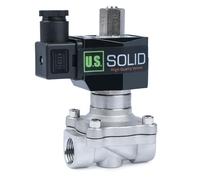 U.S. Solid Electroválvula eléctrica acero inoxidable 1/2", 220 V CA, normalmente abierta, VITON, para agua, aire y aceite, rosca G
