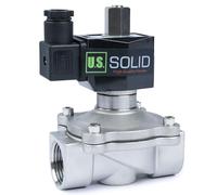 U.S. Solid Electroválvula eléctrica acero inoxidable 1", 220 V CA, normalmente abierta, VITON, para agua, aire y aceite, rosca G