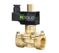 U.S. Solid Electroválvula eléctrica latón 1", 12 V CC, normalmente abierta, VITON, para agua, aire y aceite, rosca G