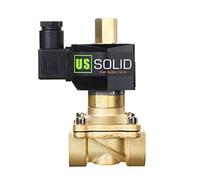 U.S. Solid Electroválvula eléctrica latón 3/4", 12 V CC, normalmente abierta, VITON, para agua, aire y aceite, rosca G