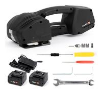 U.S. Solid Flejadora automática con pantalla LCD, 2 baterías de 4000 mAh para cintas PP/PET de 13-16 mm, para cajas y palés
