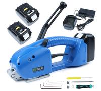 U.S. SOLID Máquina de flejado eléctrico, máquina semiautomática de cinta manual para cintas de polipropileno PET de 13-16 mm, 2 x 3000 mAh que funciona con pilas para paletas de cartón