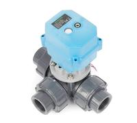 U.S. Solid Válvula de bola de motor de 3 vías UPVC tipo L, rosca G, 9 - 24 V CA/CC, 2 cables, IP67, cerrado sin corriente con reinicio manual para sistemas de agua y aire