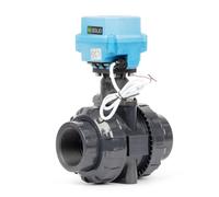 U.S. Solid Válvula de bola eléctrica UPVC de 2 pulgadas, rosca G, 9 - 24 V CA/CC, 2 cables, IP67, cerrado sin corriente con reinicio manual para sistemas de agua y aire