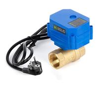 U.S. Solid Válvula de bola motorizada de 1 pulgada con enchufe, 220 V AC DN25, válvula de bola eléctrica de latón de 2 vías, retorno automático, normalmente cerrado