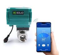 U.S. Solid Válvula de bola motorizada inteligente WiFi 3/4 pulgada - Control remoto móvil de acero inoxidable válvula de bola eléctrica con interruptor manual, conexión USB de 5 V CC, rosca G